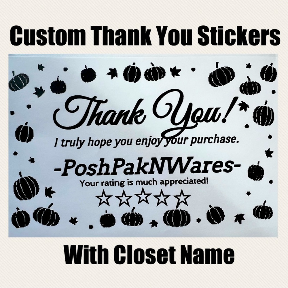 Custom Thank You Stickers  with posh closet name fall pumpkin